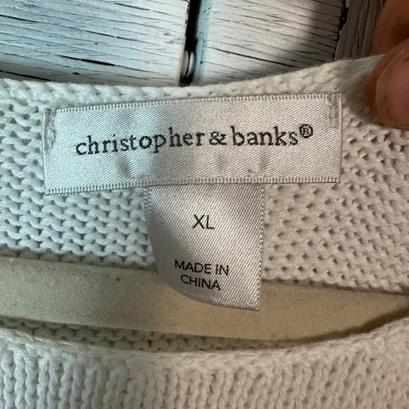 Christopher Banks women’s sweater white pastel coastal grandma colorful bohemian - Picture 3 of 8